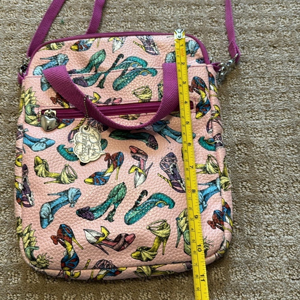 Disney Princess High Heel Print Crossbody Bag Pink Mini Tote Purse Adjustable - Picture 4 of 10
